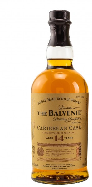 The Balvenie 14 Jahre Caribbean Cask mit vollem Aroma dabei 